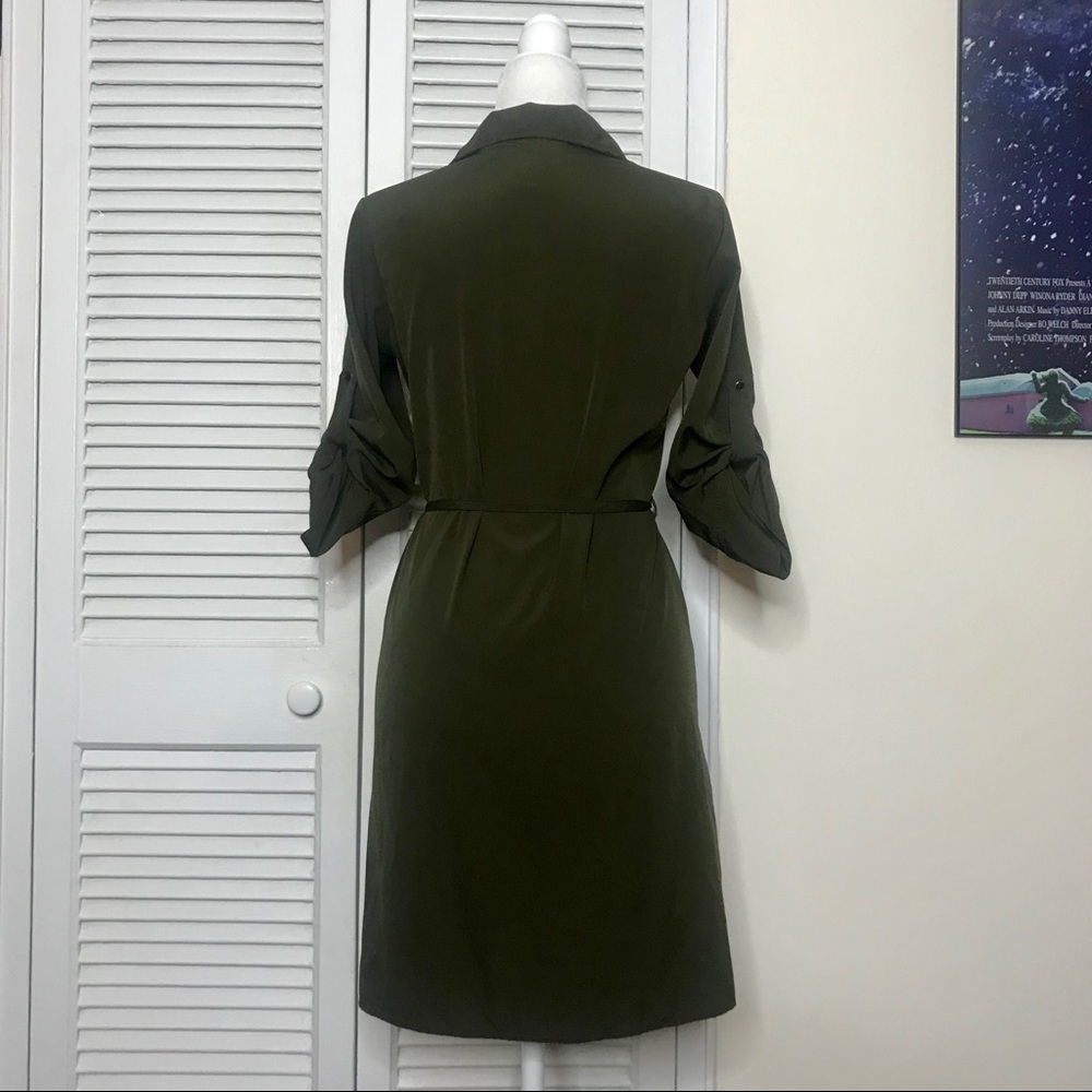 Vintage Olive Green Shirt Dress - Picture 3 of 3